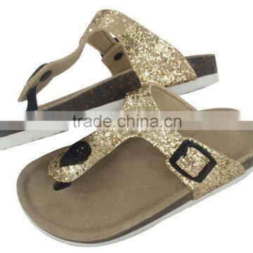 fancy women cork sandals, shining and elegant cork shoes