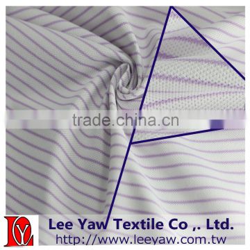 94% Polyester Full Dull 6% Spandex Yarn Dyed Stripe Pique with UV-cut,Anti-brcterial for Garment