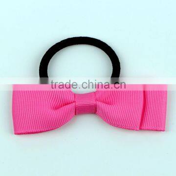Wholesale baby girls pink grosgrain ribbon elastic hair band with rubber