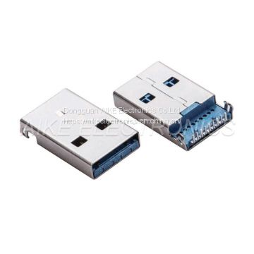 Standard USB 3.0 A Type Male Part，Mount PCB & DIP type with Position posts