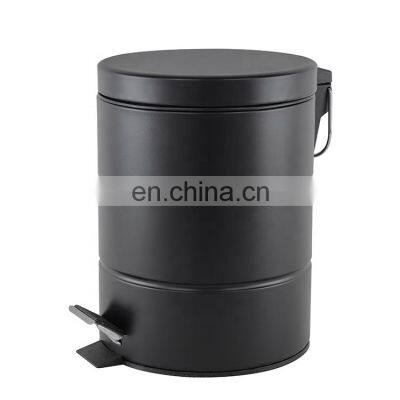 Simple design 5L/12L  powder coating pedal bin  black and white household stainless steel trash can