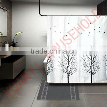 curtain shower 100% polyester tree designed shower curtain