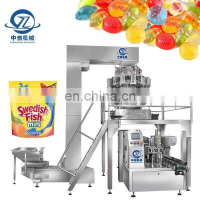 ODM Multihead Weigher Packaging Machines Automatic Sweet Gummy Bears Candy Zipper Pouch Doypack Packing Machine