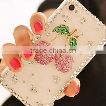 Handmade Red Cherry Diamond Hard Back Bling Case For iPhone 4 4s 5 5g