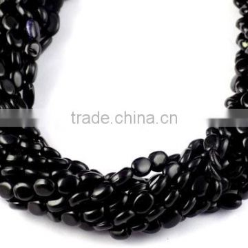 5 Strands Black Hydro Stone Smooth 7x8-7x12mm Oval Drilled Beads Strand,12" Long Strand,Jewelry Making Beads Strand