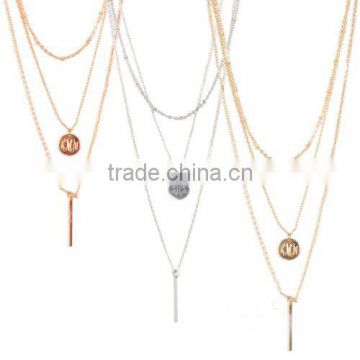 Monogtammed triple delicate lasyers necklace