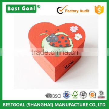 Adorable lady bug hand painted Heart shape wooden box