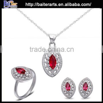 2015 china wholesale 925 silver jewelry set with ruby stone