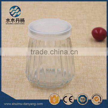 100ml striped clear fancy pudding glass bottle glass milk bottle
