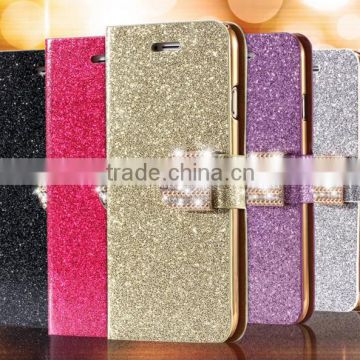 Flip Bling Bling Case for iphone with card pockect and adjustable stand function