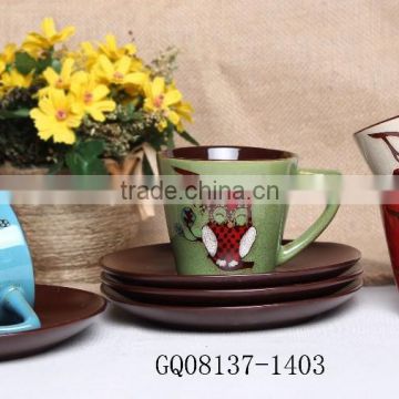 Personalized tea cup & saucer ceramic reactive glaze coffee mug