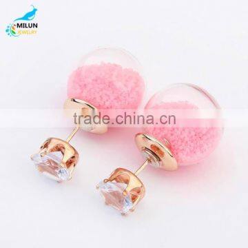 New design of transparent glass hollow stud earrings