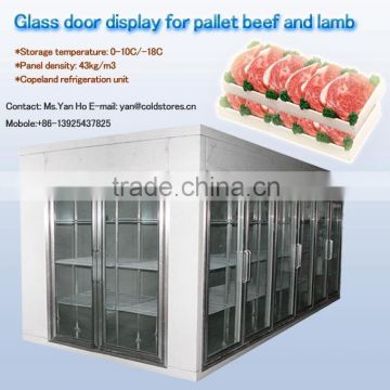 Glass door display cold room for pallet beef and lamb