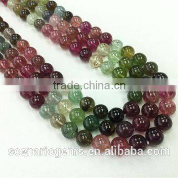 #HZZ808 Natural Big Size Multi-Color Plain Roundel Gemstone beads Tourmaline Necklace