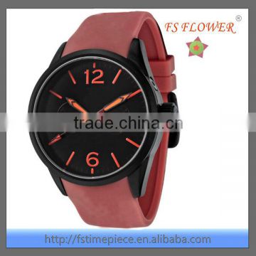 Fashion Men Wrist Watches China Japan Clock Movement Custom Brand Red Rubber Strap