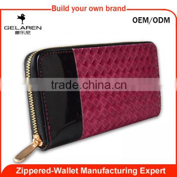 Factory Supply Fashion Style Ladies Weave Leather Wallet woven textured wallet