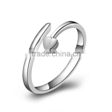 HDS022 sterling sliver adjustable open heart shaped ring designs