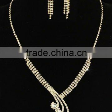 Bridal Crystal Gold Plated Necklace Earrings Set CS1071