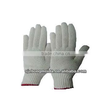 natural white knitted cotton safety,7gauge knit glove