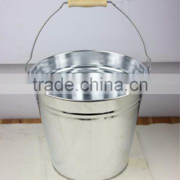 Good Quality Customized 8L 10L 12L 15L 20L Metal Galvanized Buckets with wooden handle