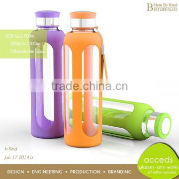 Promotion Portable Glass High Quality Silicone water Bottle
