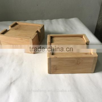 2017 square Bamboo Coaster 4 sets with bamboo holder