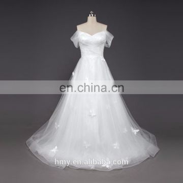 white ruffled tulle off-shoulder neckline dress elgant beading wedding gown for weddings