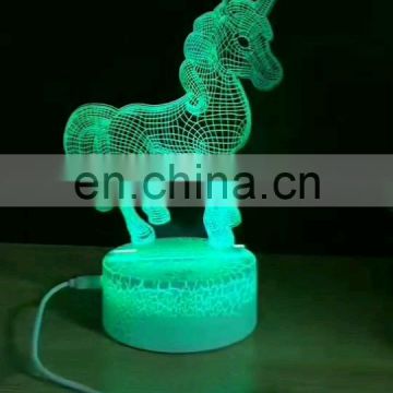 Multicolor 3D Acrylic  LED Night Light unicorn Table Lamp