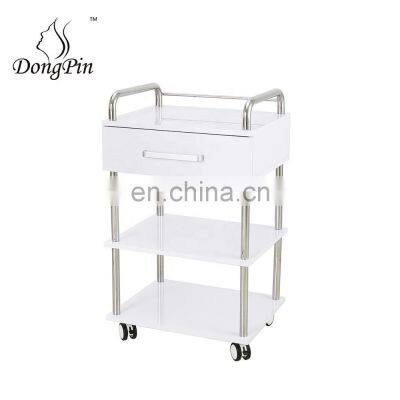 white stainless steel lockable salon trolley trolley carts for beauty salon