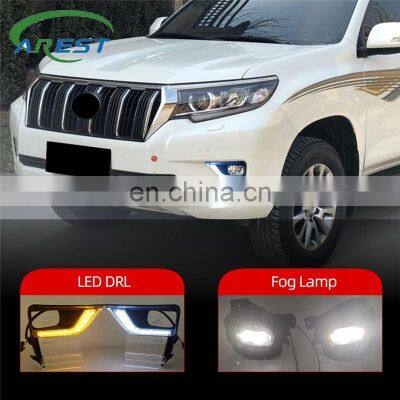 Carest 1Pair For Toyota Land Cruiser Prado 2018 2019 2020 LED Car Daytime Running Light DRL Fog Lamp Assembly Cover Turn Signal