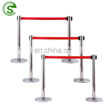 Stainless Steel Queue Fence Velvet Ropes Telescopic Guardrail Isolation Belt Queue Line Stand