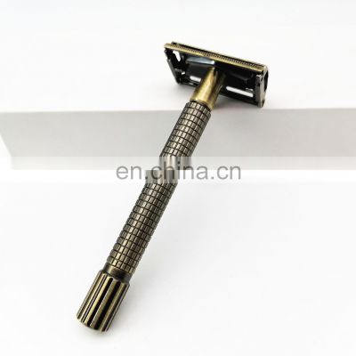 Classical Butterfly style brass handle shaving double edge blade metal safety razor