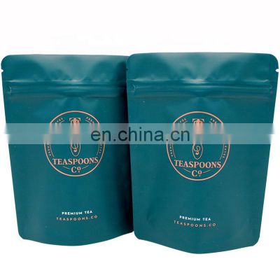 Custom printed stand up bag aluminum foil coffee tea packaging bag with zipper