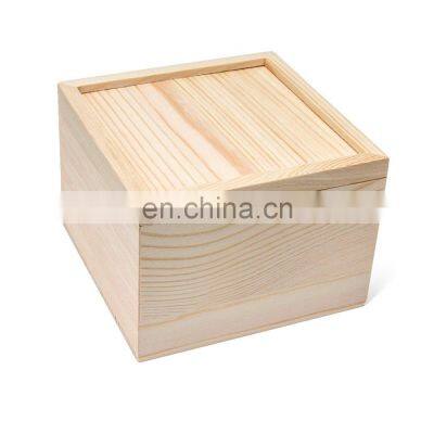 Unfinished Pine Wood Sliding Lid Storage Jewelry box