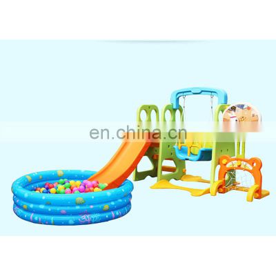Hot sale plastic multifunctional swing slide basketball hoop ball pool set