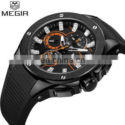 MEGIR 2053G Boy's Fashion Quartz Hand Watch Rubber Strap Watch Sport Men