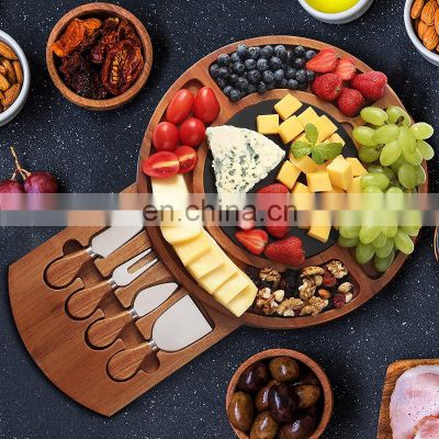 Wholesale New Design High Quality Kitchen Round Natural Bamboo Cheese Board