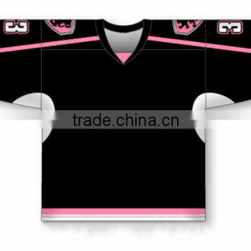 Professional sublimation printing pink hockey jerseys