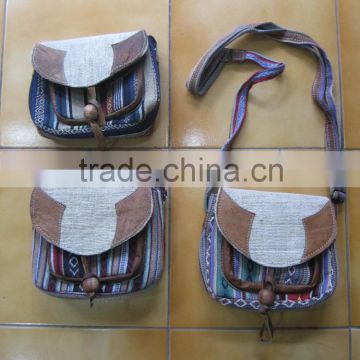 Leather/Cotton Passport Bag