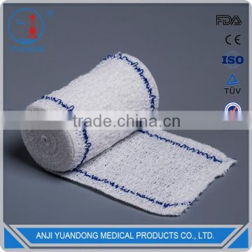 YD-3007 Bleached White Color Crepe Elastic Bandage With Blue Line