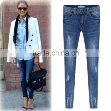 2014 Hot Sale Wholesale Women Jean pants Denim Blue Lady Skinny Pencil Denim Jean pants price cheapest hot
