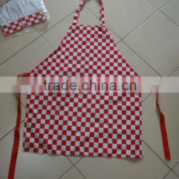 cotton kitchen apron for children with plaid printing in red for promotion                        
                                                Quality Choice