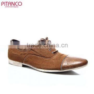 Leather and canvas lace-up mens casual shoes