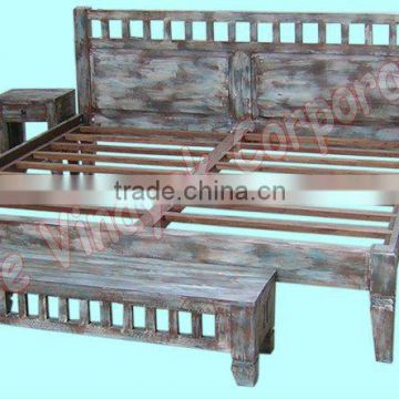 wooden antique bed,bedroom furniture,home furniture,bedside,bench,sheesham wood furniture,mango wood furniture