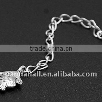 Brass End Chains, with Tibetan Style Pendants, Nickel Color, Brass Side Twist Chains: 3.4x1.4mm(FIND-JF00019)