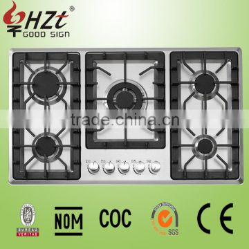 2016 900mm stainless steel 5 burner gas cooker and gas stove