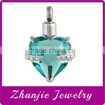 Fashion Memorials Jewelry Stainless Steel Hold My Heart Cremation Keepsake Urn Pendant Jewelry With Aquamarine Stone For Pet