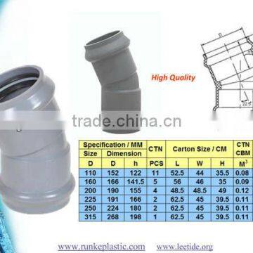 PVC Elbow Rubber Joint Fitting DIN Standard PN10