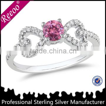 925 silver ring with inlaying stones, sterling silver gemstone couple rings
