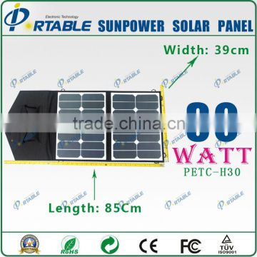 30W Sunpower High Efficient Folding Solar Panel Charger for Phones, Ipads, Battery, Laptop (PETC-H30)